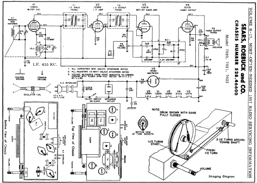 Silvertone Order= 57K 7020, 7021, 7022 Ch= 528.46600; Sears, Roebuck & Co. (ID = 133643) Radio