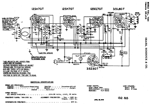 Silvertone 7021 Ch= 132.815; Sears, Roebuck & Co. (ID = 681346) Radio