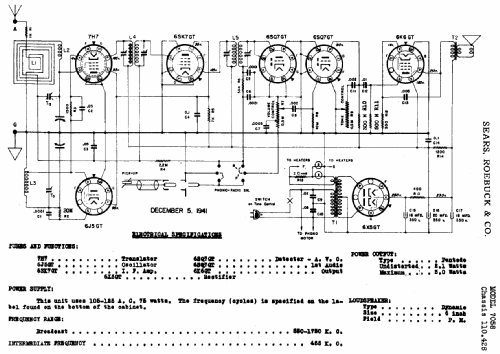 Silvertone Order= 57K 7058 Ch= 110.428; Sears, Roebuck & Co. (ID = 664099) Radio