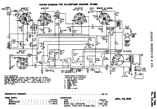 Silvertone Order= 57KM 7066 Ch= 101.680; Sears, Roebuck & Co. (ID = 684949) Radio