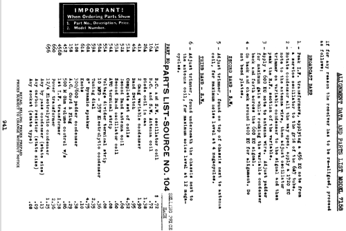 Silvertone 7158 ; Sears, Roebuck & Co. (ID = 1305072) Radio