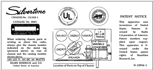 Silvertone 8003 Ch= 132.818-1; Sears, Roebuck & Co. (ID = 3050413) Radio