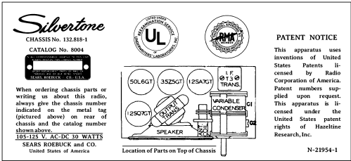 Silvertone 8004 Ch= 132.818-1; Sears, Roebuck & Co. (ID = 3050414) Radio