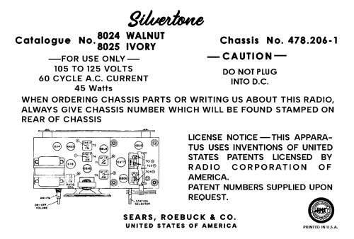 Silvertone 8024 Ch= 478.206-1; Sears, Roebuck & Co. (ID = 3072484) Radio