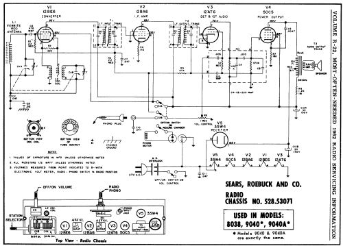 Silvertone 9040 Ch= 528.53071 Order=57K 9040K; Sears, Roebuck & Co. (ID = 163616) Radio