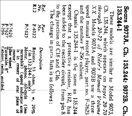 Silvertone 9073A Ch= 135.244; Sears, Roebuck & Co. (ID = 696368) Radio