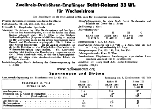 Roland 33; Seibt, Dr. Georg (ID = 39422) Radio