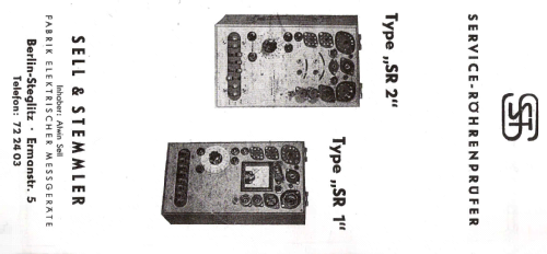 Röhrenprüfgerät SR1; Sell & Stemmler SST; (ID = 287607) Equipment