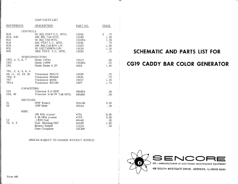 Caddy Bar Generator CG19; Sencore; Sioux Falls (ID = 2657633) Equipment