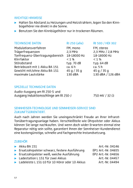 Kopfhörer Infraport RI 250, TI 250; Sennheiser (ID = 3108074) Speaker-P