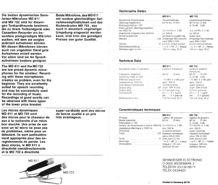 MD722-LM; Sennheiser (ID = 1085207) Microfono/PU