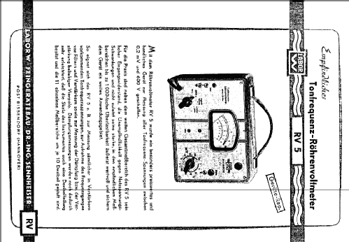 Labor W, Tonfrequenz-Röhrenvoltmeter RV5; Sennheiser (ID = 681089) Equipment