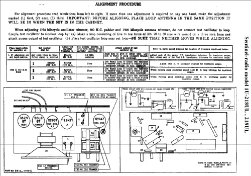 218 UL ; Sentinel Radio Corp. (ID = 285952) Radio