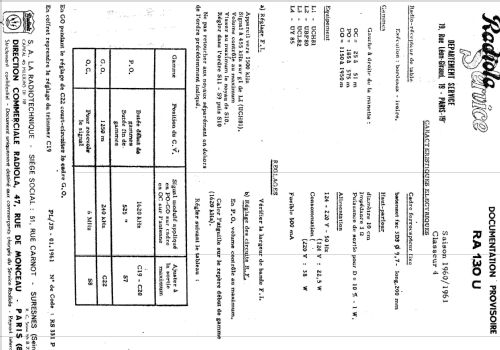 RA130U; Radiola marque (ID = 1636079) Radio