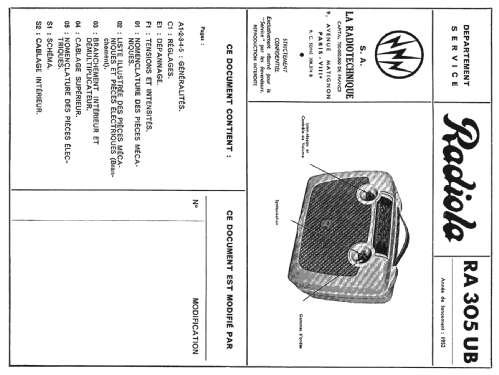 RA305UB; Radiola marque (ID = 2004865) Radio