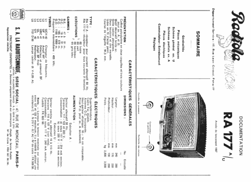 Radiolinette RA177A /02 /03 /04 /05; Radiola marque (ID = 1538242) Radio