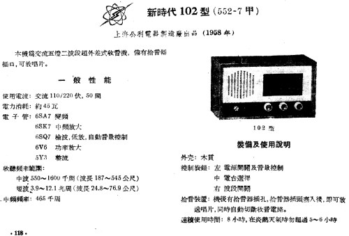 Gongli 公利 552-7A / 102; Shanghai 上海无线电... (ID = 784764) Radio