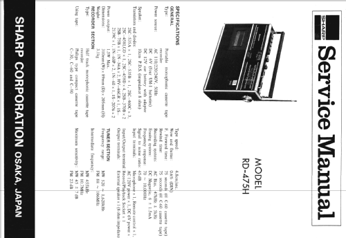 2 Band Radio Cassette RD-475H; Sharp; Osaka (ID = 1260497) Radio