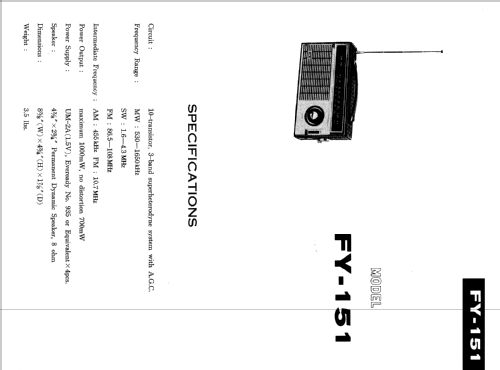 FM-AM-MB 10 Transistor FY-151; Sharp; Osaka (ID = 412000) Radio