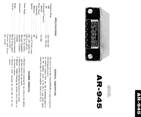 IC Solid State Auto Radio AR-945; Sharp; Osaka (ID = 1270827) Car Radio