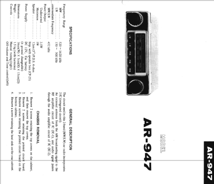 IC Solid State Auto Radio AR-947A; Sharp; Osaka (ID = 1271535) Car Radio