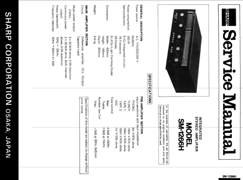 Integrated Stereo Amplifier SM-1266; Sharp; Osaka (ID = 1796356) Ampl/Mixer