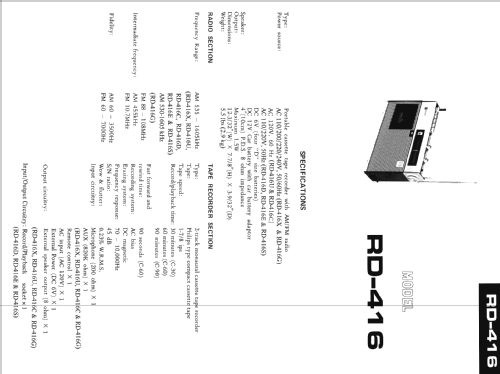 Radio Recorder RD-416E Ch=RD416; Sharp; Osaka (ID = 1247538) Radio