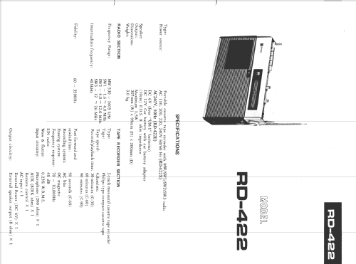 4 Band Radio/Cassette Recorder RD-422X; Sharp; Osaka (ID = 141475) Radio