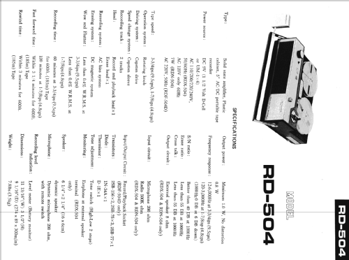 Solid State Tape Recorder RDX-504 Ch= RD 504; Sharp; Osaka (ID = 1260508) R-Player