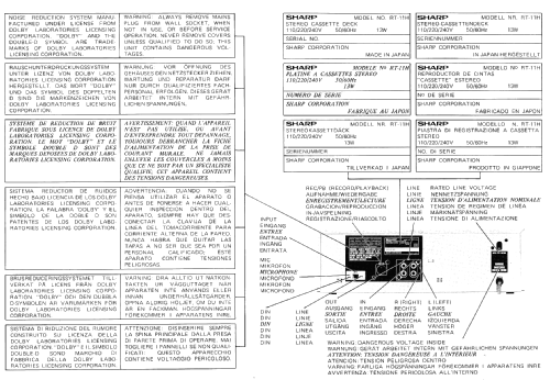 Stereo Cassette Deck RT-11 /H /HB; Sharp; Osaka (ID = 974035) R-Player