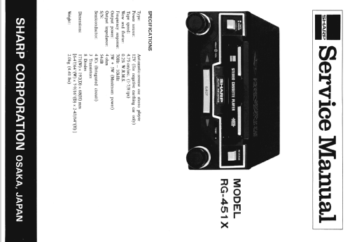 Stereo Cassette Player RG-451X; Sharp; Osaka (ID = 1269309) Enrég.-R