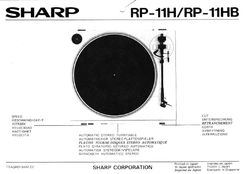 Automatic Stereo Turntable RP-11H; Sharp; Osaka (ID = 974513) R-Player