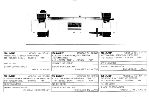 Automatic Stereo Turntable RP-11H; Sharp; Osaka (ID = 974514) R-Player