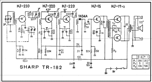 Transistor Six TR-182; Sharp; Osaka (ID = 328759) Radio