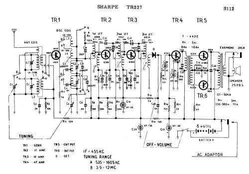 Transistor Six TR-237; Sharp; Osaka (ID = 2237672) Radio