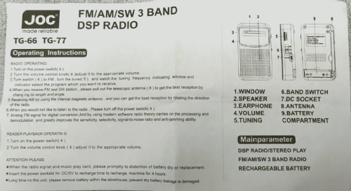 JOC 3 BAND RADIO FM/AM/SW TG-66; Shenzen Kingstar (ID = 3071044) Radio