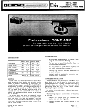 Professional tone arm - Tonearm M236; Shure; Chicago, (ID = 3007072) Misc