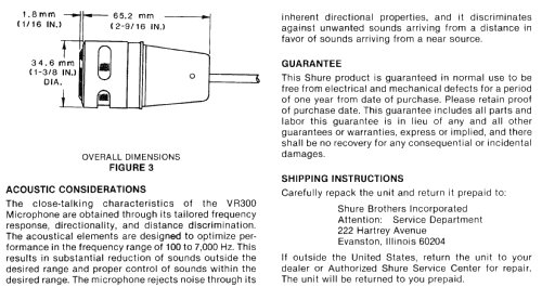 VR300 ; Shure; Chicago, (ID = 1140688) Microphone/PU