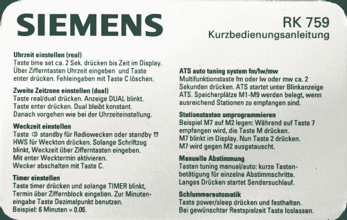 FM/LW/MW/SW Synthesized Receiver RK759; Siemens-Austria WSW; (ID = 2625895) Radio