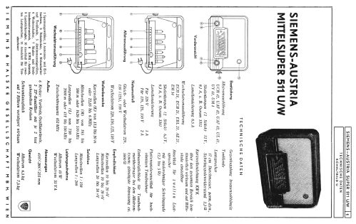 Mittelsuper 511U; Siemens-Austria WSW; (ID = 631072) Radio