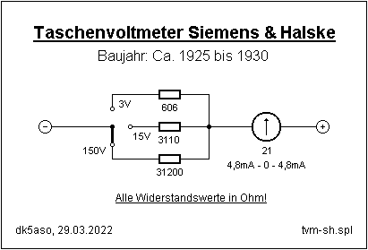 Taschenvoltmeter 3 V, 15 V, 150 V; Siemens & Halske, - (ID = 2745877) Equipment