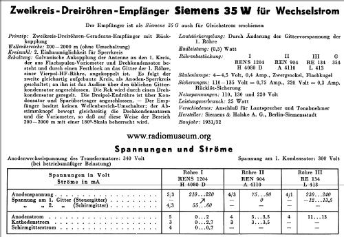 35W; Siemens & Halske, - (ID = 43878) Radio