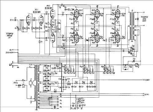 250W Endverstärker 6S Ela 2796; Siemens & Halske, - (ID = 327203) Ampl/Mixer