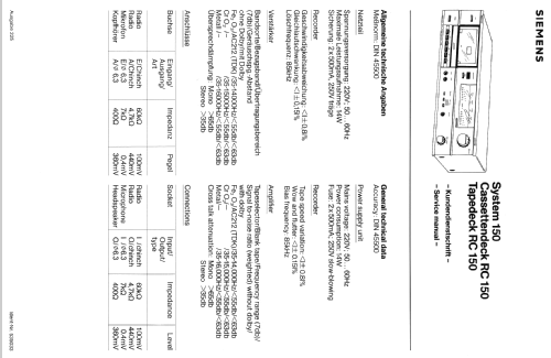 Cassettendeck RC 150; Siemens & Halske, - (ID = 539460) R-Player