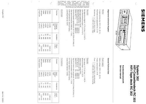 HiFi-Cassettendeck RC-302; Siemens & Halske, - (ID = 813360) R-Player