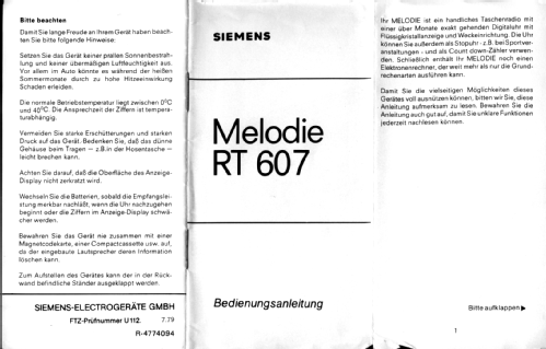 Melodie RT607; Siemens & Halske, - (ID = 553616) Radio