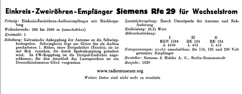 Netzempfänger Rfe29; Siemens & Halske, - (ID = 43868) Radio