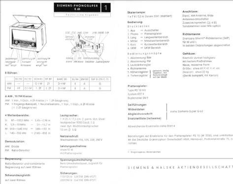 Phono-Super K65; Siemens & Halske, - (ID = 151779) Radio