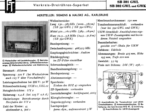 SB392GWL; Siemens & Halske, - (ID = 1942603) Radio