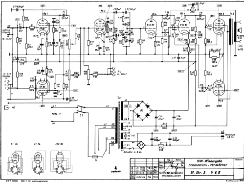 Schmalfilm-Verstärker Sf. Str.3 V6.5; Siemens & Halske, - (ID = 292278) Ampl/Mixer